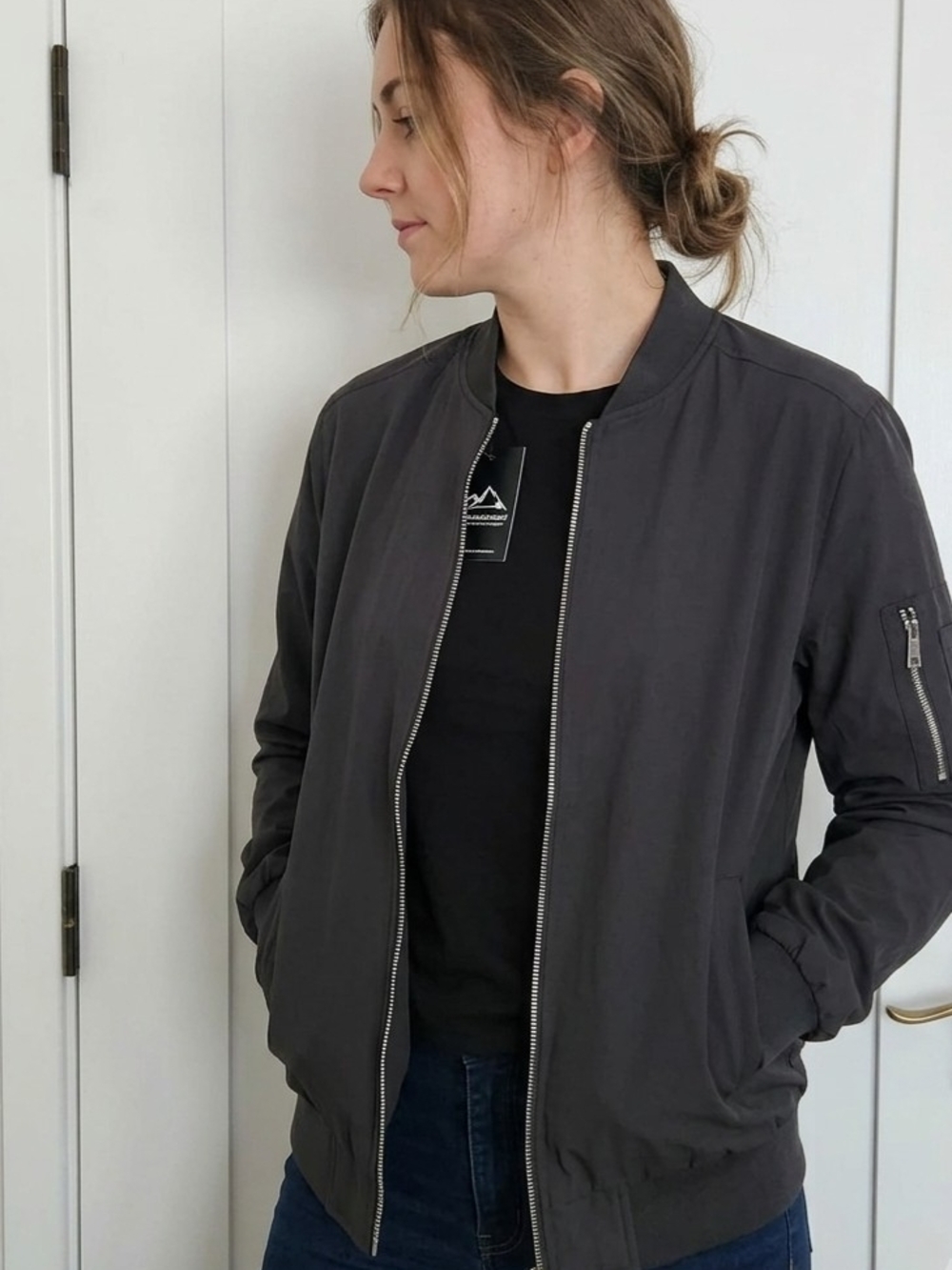 Women’s Charcoal Gray Bomber Jacket SIZE SMALL